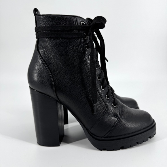 Steve Madden Laurie Platform Boots Size 8.5 Black Leather Lace-Up Whimsigoth - Picture 12 of 13